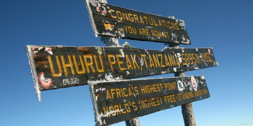 skilt på Uhuru Peak